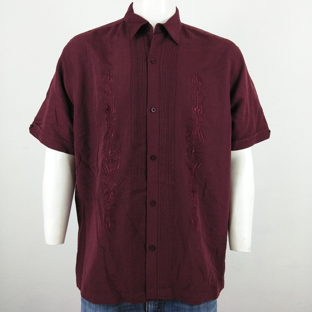 Cubavera burgundy men's short sleeve shirt